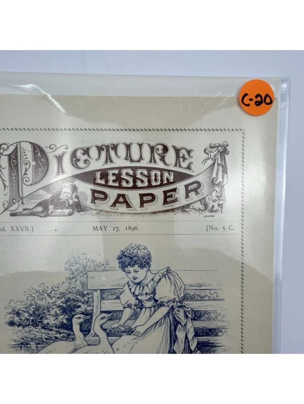 1896 Picture Lesson Paper Vintage Sunday School Ephemera Pollys Pets Ducks   C20